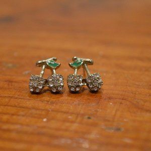 Cherry with Crystals Stud Earrings